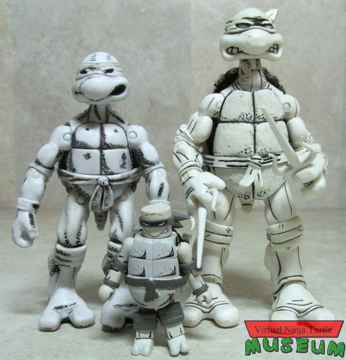 black & white Mirage figure comparison